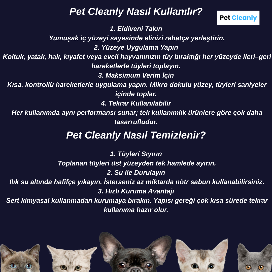 Pet Cleanly Yeni Nesil Evcil Hayvan Tüy Toplama Eldiveni